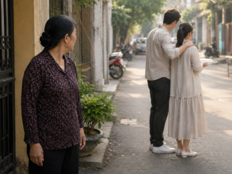 Bà bầu - Đi chợ gặp con dâu cũ xin cơm từ thiện, tôi đang hả hê thì thấy chàng trai ngoại quốc đến xoa bụng cô ấy