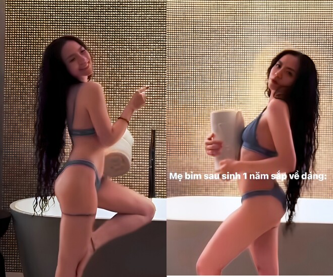 Mẹ bỉm khoe sắc vóc nuột nà với bikini sau 1 năm sinh con.