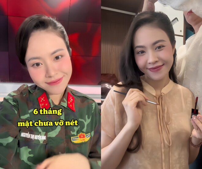 Mẹ bầu Huyền Trang trang điểm chỉn chu trước giờ lên sóng.