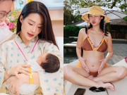 Bà bầu - Mỹ nhân Hà thành được nam thần showbiz Việt rước về dinh, mang bầu chăm diện bikini, đi đẻ xinh ngất ngây