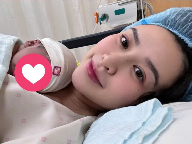 Quyên Qui tươi tắn đón con sau cơn đau đẻ kéo dài 16 tiếng.