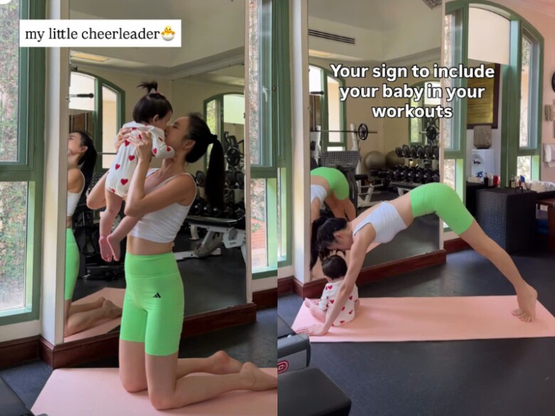 Người đẹp tập yoga bên con gái, khiến dân tình tan chảy vì quá đáng yêu.