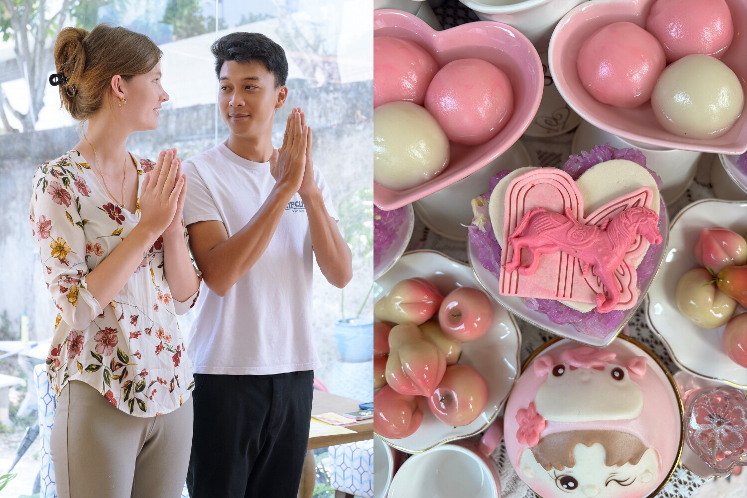 Cặp đôi tổ chức tiệc đầy tháng ấm cúng cho con gái.