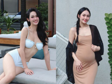 Bà bầu - Mỹ nhân Điện Biên cao 1m74 xinh như mộng, khoe bụng bầu vượt mặt đẹp nõn nà với bạn trai thiếu gia