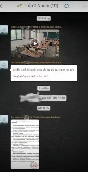 Cô giáo gửi video vào nhóm lớp.