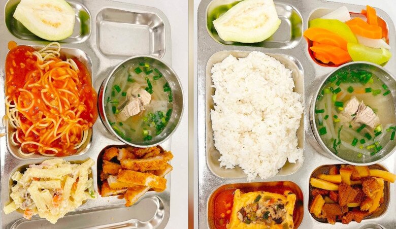 Chọn 1 trong 2 món mà chắc con mình ăn được nửa suất. Bên trường con mình ăn theo nhu cầu, bé nào ăn được nhiều thì ăn lượt nữa - bà mẹ nói.