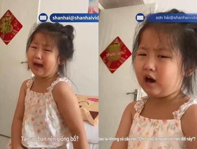 Đi đâu cũng được khen giống bố, bé gái vừa khóc vừa nói amp;#34;giống bố thì xấu lắmamp;#34; làm dân tình cười bò - 1