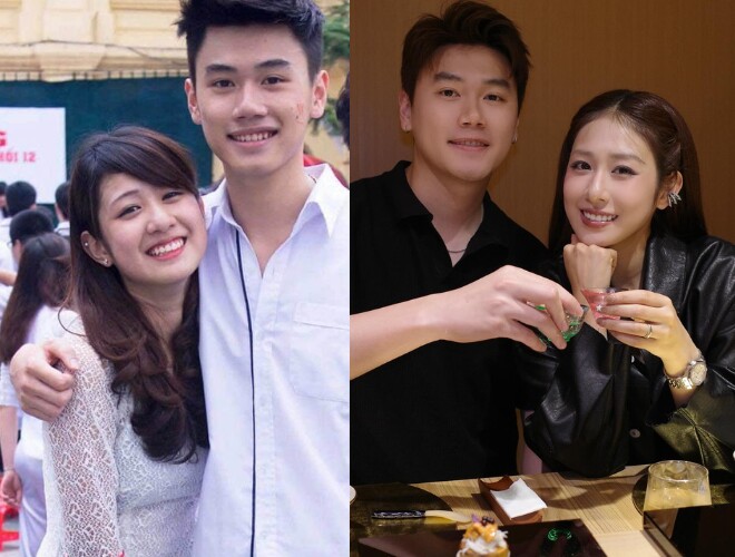 Hot girl Trang Lou hồi cấp 3 bên Tùng Sơn và hiện tại.
