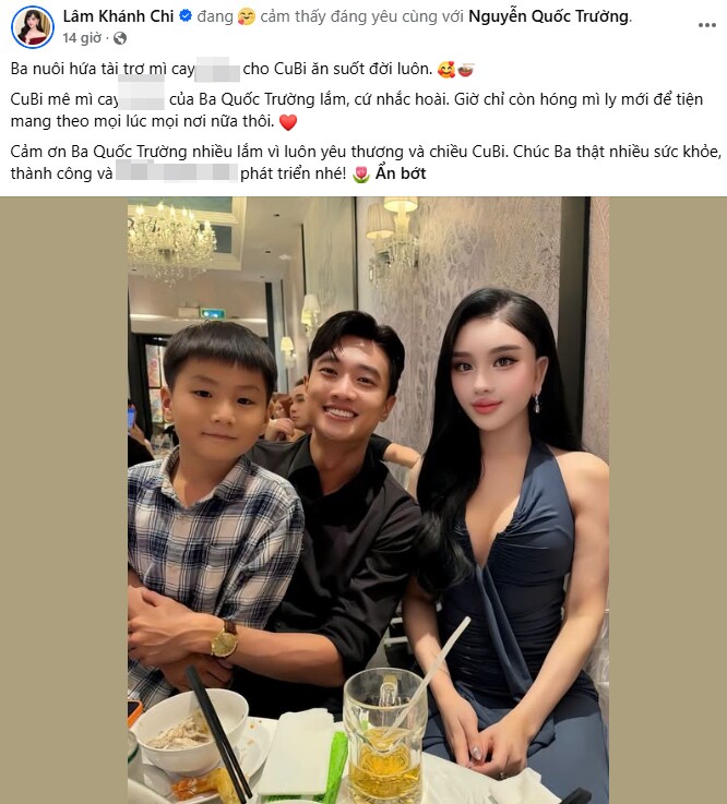 Lâm Khánh Chi khoe con trai được bố nuôi là đại gia mì gói bạc tỷ ở Cần Thơ cưng chiều - 1