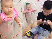 Yêu con - Nhờ con trai ở nhà trông em ít phút, mẹ "bó tay" khi trở về thấy con lủng lẳng nơi tay nắm cửa