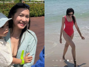 Yêu con - Tiểu thư Hà thành cùng chồng cầu thủ 1m87 đưa con trai đi biển, mẹ diện bikini đẹp nõn nà, bố khéo chăm con