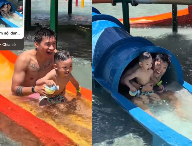 Tiểu thư Hà thành cùng chồng cầu thủ 1m87 đưa con trai đi biển, mẹ diện bikini đẹp nõn nà, bố khéo chăm con - 5