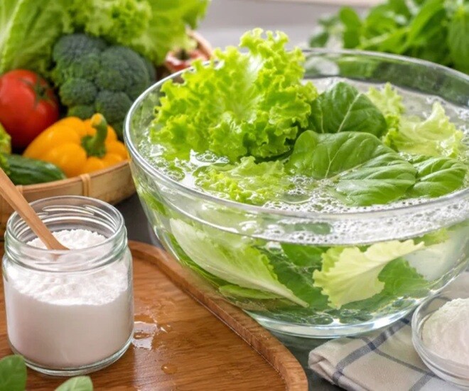 Việc dùng muối ngâm rau theo cảm tính không những không diệt được ký sinh trùng mà dễ rước bệnh vào thân. Ảnh minh họa. 