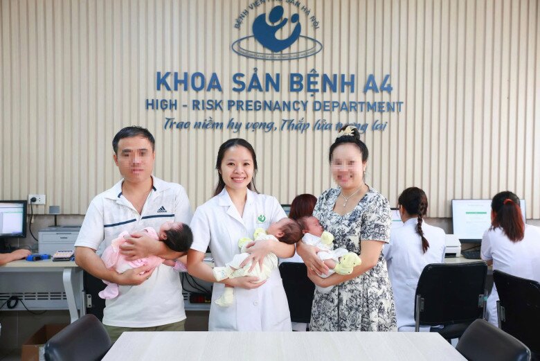 Ba thiên thần nhỏ chào đời là món quà vô giá sau hành trình 15 năm vất vả tìm con của vợ chồng chị T. Ảnh: BV Phụ sản Hà Nội.