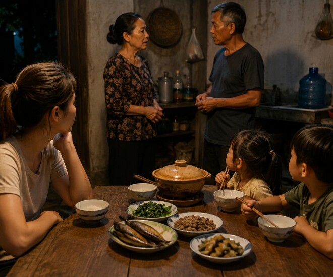 Cháu đi 300 cây số về nghỉ lễ, bà nội chỉ đãi cá khô, cà muối. (Ảnh minh họa)