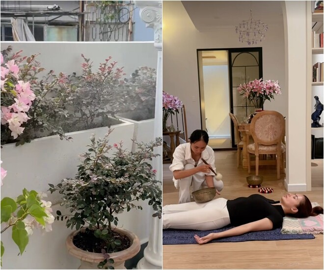 Ngôi nhà mới không chỉ là nơi ở mà còn là chốn chữa lành tinh thần (healing) của nàng hậu. Bên cạnh khoảng sân vườn rợp bóng mát, Như Vân còn trải nghiệm liệu pháp chuông xoay Tây Tạng ngay tại phòng khách để tái tạo năng lượng tích cực sau những ngày làm việc mệt mỏi.