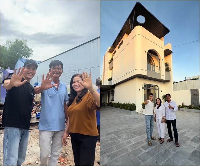 Sự thay đổi ngoạn mục từ bãi đất ngổn ngang ban đầu cho đến khi căn biệt thự cao ráo, bề thế chính thức lộ diện. Công trình khang trang này là thành quả ngọt ngào sau nhiều năm nỗ lực không ngừng nghỉ của ngôi sao gốc Vĩnh Long.