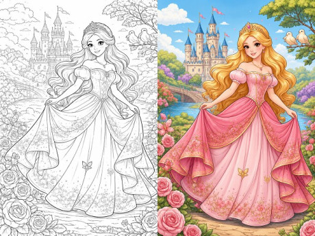 Bộ tranh tô màu những nàng công chúa Disney xinh đẹp, bé gái nào cũng thích