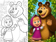 Nuôi con IQ EQ - Tranh tô màu "Masha and the Bear" vui nhộn, dễ thương giúp bé phát triển khả năng sáng tạo