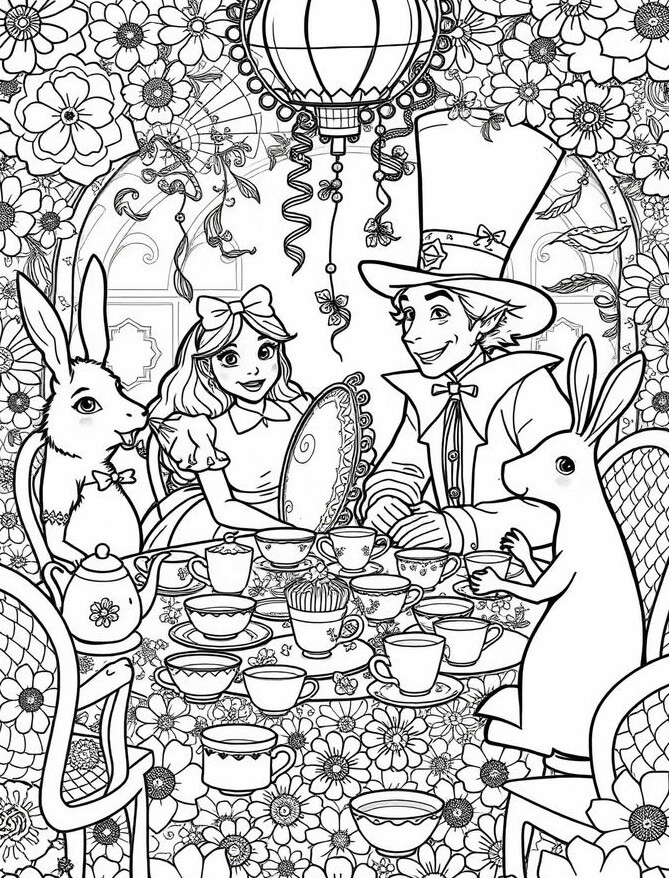Tranh tô màu Alice ở xứ sở thần tiên, cùng bé khám phá thế giới cổ tích đầy màu sắc và thỏa sức sáng tạo - 10