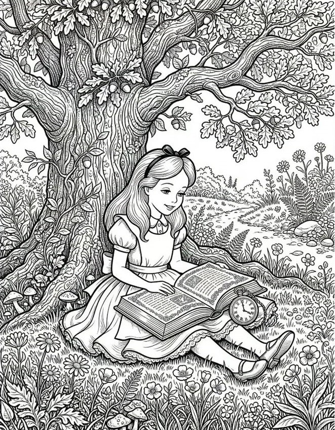 Tranh tô màu Alice ở xứ sở thần tiên, cùng bé khám phá thế giới cổ tích đầy màu sắc và thỏa sức sáng tạo - 12