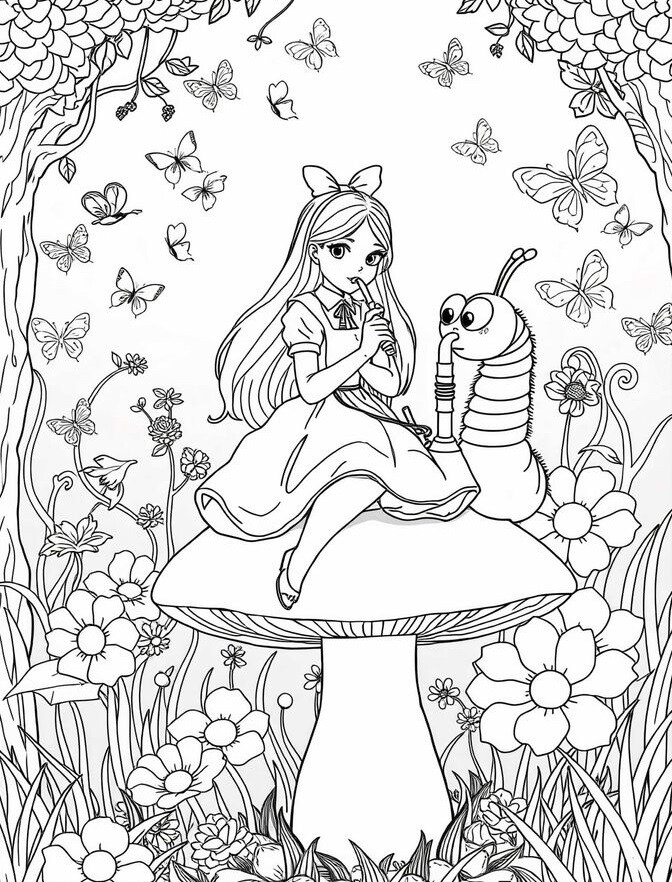 Tranh tô màu Alice ở xứ sở thần tiên, cùng bé khám phá thế giới cổ tích đầy màu sắc và thỏa sức sáng tạo - 6