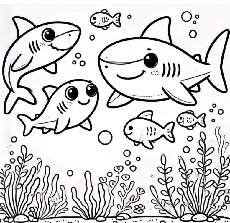 Tranh tô màu Baby Shark đáng yêu, cùng bé khám phá thế giới đại dương - 9