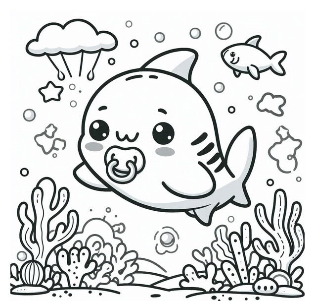 Tranh tô màu Baby Shark đáng yêu, cùng bé khám phá thế giới đại dương - 2