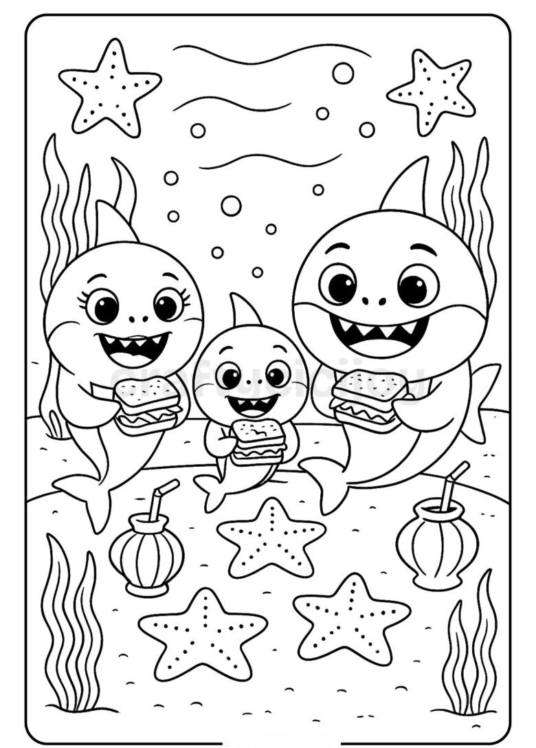 Tranh tô màu Baby Shark đáng yêu, cùng bé khám phá thế giới đại dương - 3