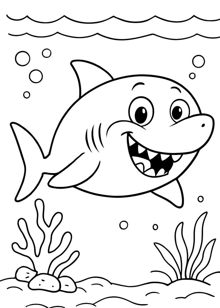 Tranh tô màu Baby Shark đáng yêu, cùng bé khám phá thế giới đại dương - 5