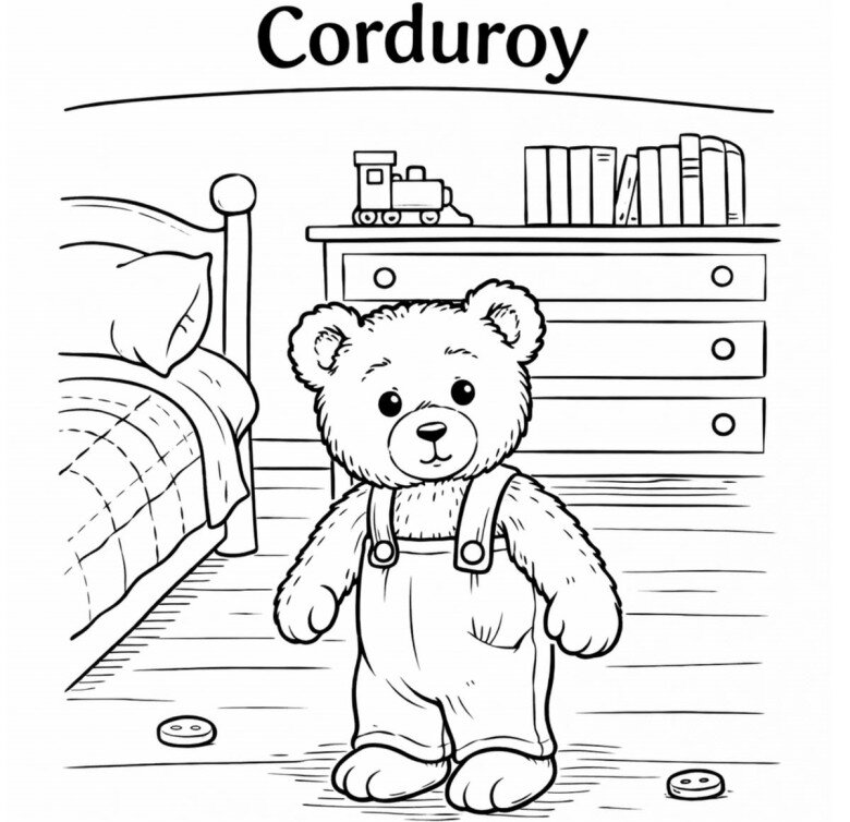 Bộ tranh tô màu chú gấu Corduroy dễ thương dành cho bé mầm non - 1