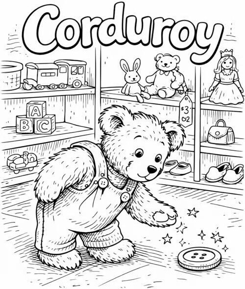 Bộ tranh tô màu chú gấu Corduroy dễ thương dành cho bé mầm non - 2