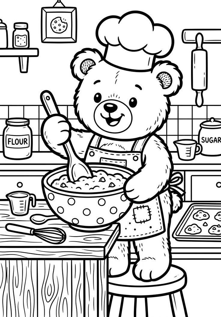 Bộ tranh tô màu chú gấu Corduroy dễ thương dành cho bé mầm non - 3