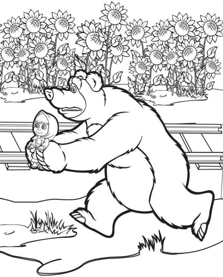 Tranh tô màu amp;#34;Masha and the Bearamp;#34; vui nhộn, dễ thương giúp bé phát triển khả năng sáng tạo - 10
