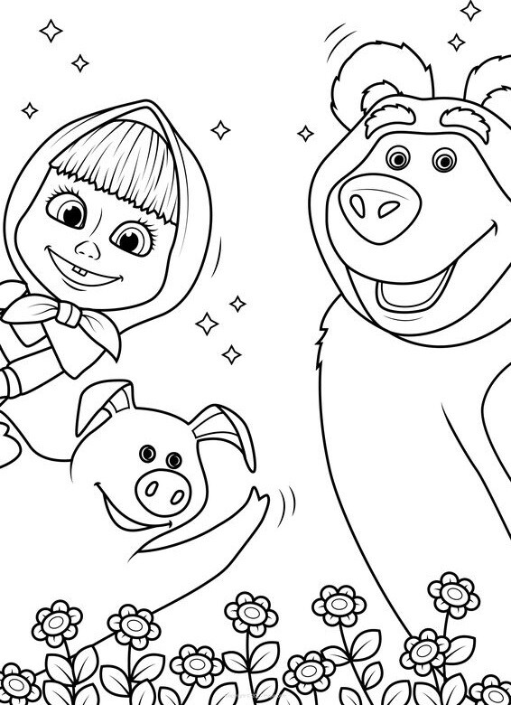 Tranh tô màu amp;#34;Masha and the Bearamp;#34; vui nhộn, dễ thương giúp bé phát triển khả năng sáng tạo - 11
