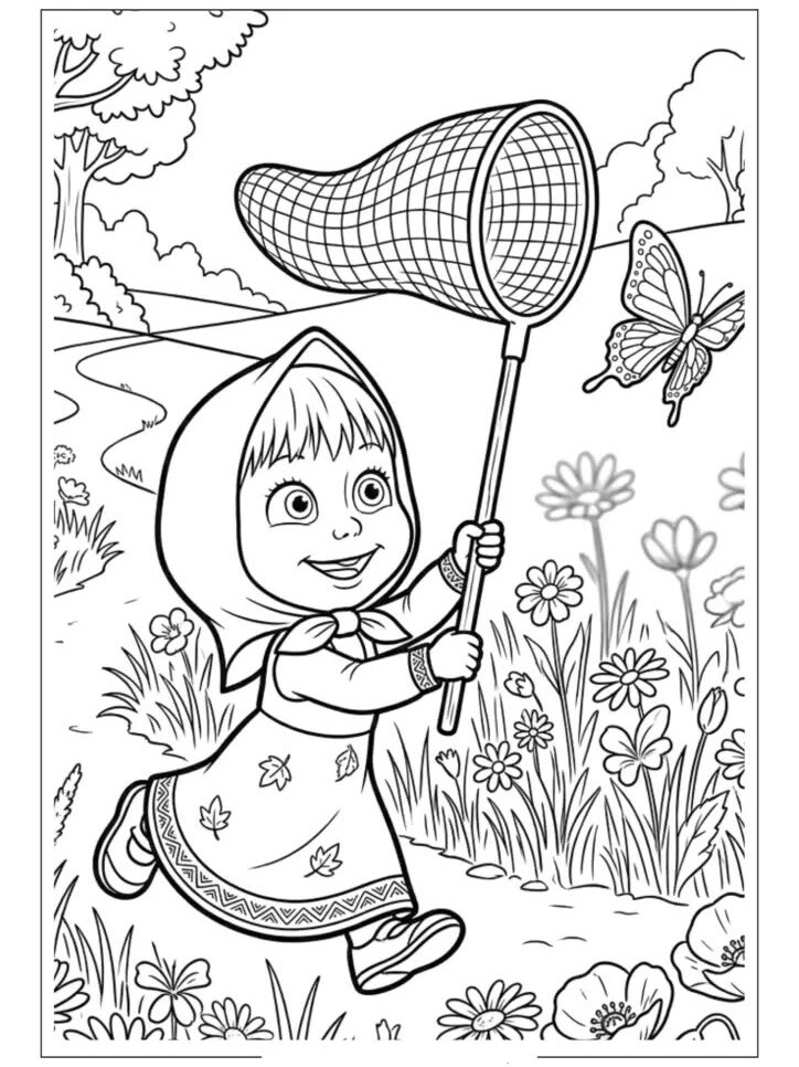 Tranh tô màu amp;#34;Masha and the Bearamp;#34; vui nhộn, dễ thương giúp bé phát triển khả năng sáng tạo - 3