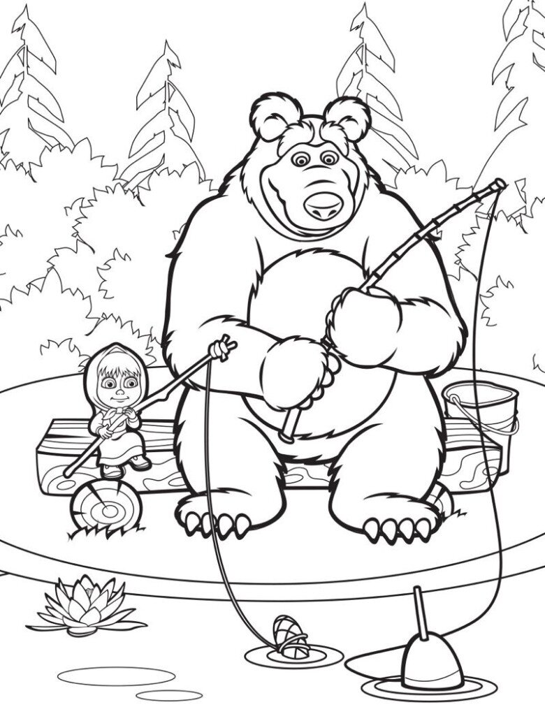 Tranh tô màu amp;#34;Masha and the Bearamp;#34; vui nhộn, dễ thương giúp bé phát triển khả năng sáng tạo - 4