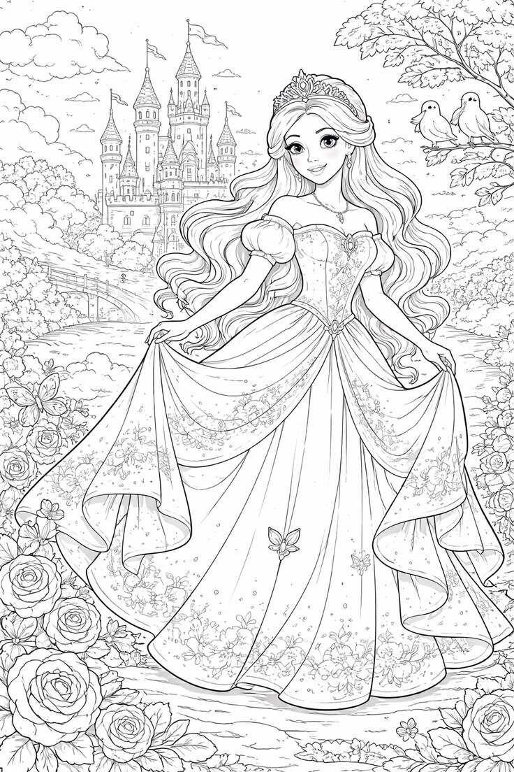 Bộ tranh tô màu những nàng công chúa Disney xinh đẹp, bé gái nào cũng thích - 18