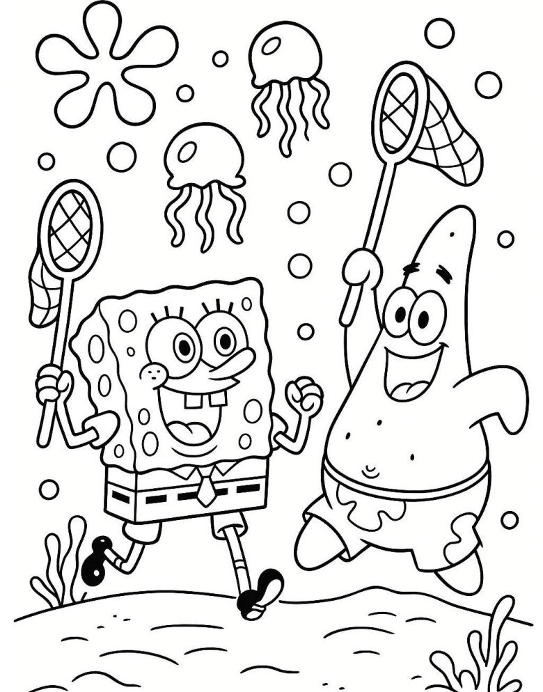 Tranh tô màu SpongeBob và những người bạn, bé thỏa sức sáng tạo dưới đáy biển - 1