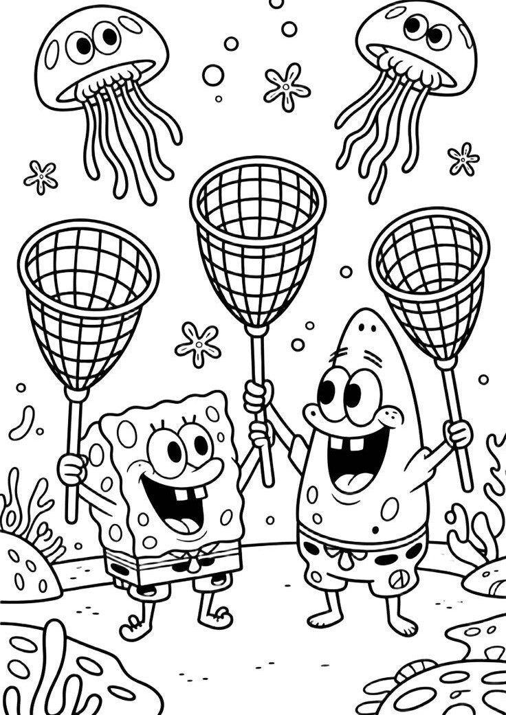 Tranh tô màu SpongeBob và những người bạn, bé thỏa sức sáng tạo dưới đáy biển - 11