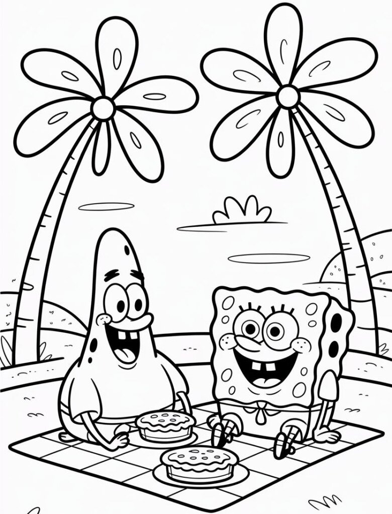 Tranh tô màu SpongeBob và những người bạn, bé thỏa sức sáng tạo dưới đáy biển - 12