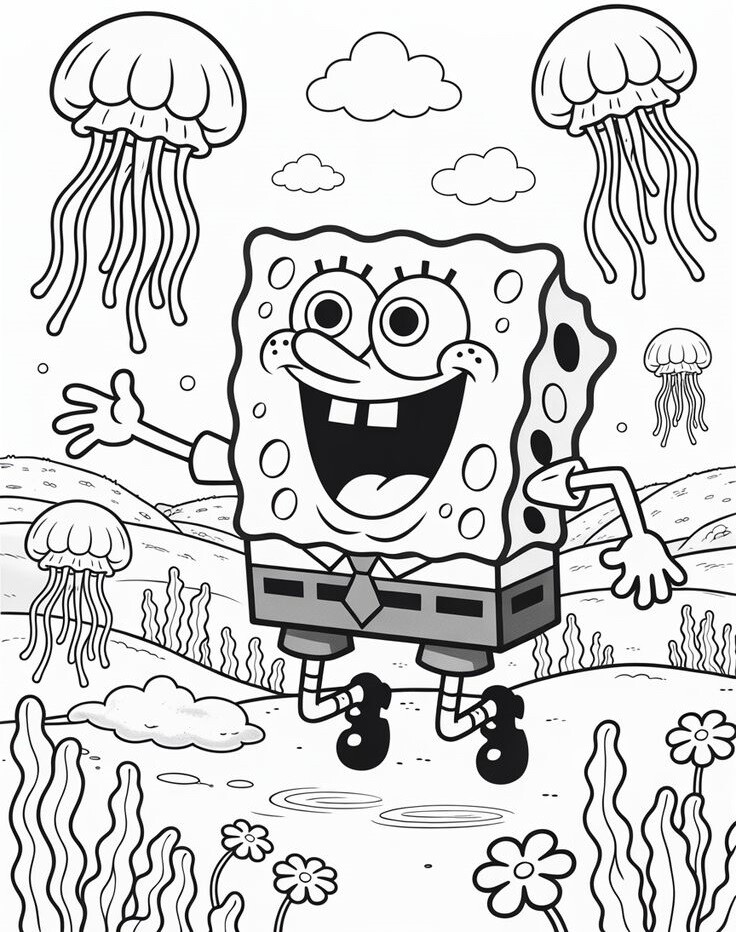 Tranh tô màu SpongeBob và những người bạn, bé thỏa sức sáng tạo dưới đáy biển - 13