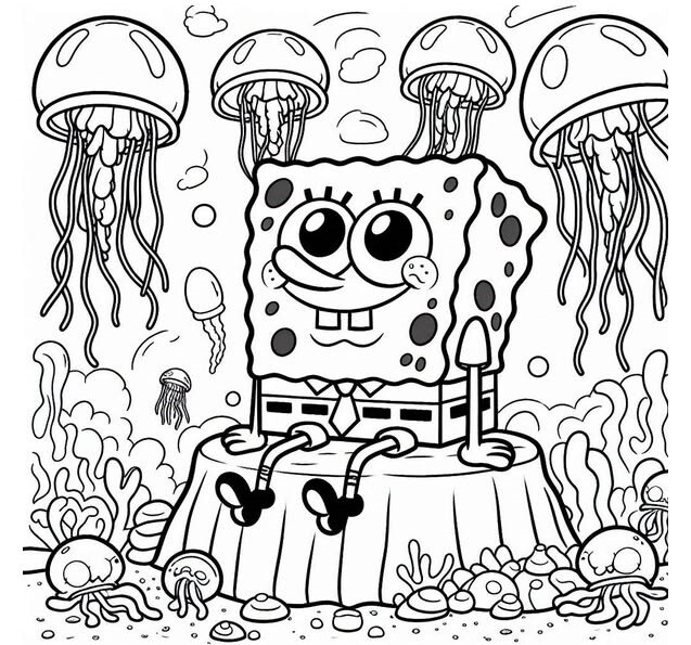 Tranh tô màu SpongeBob và những người bạn, bé thỏa sức sáng tạo dưới đáy biển - 14