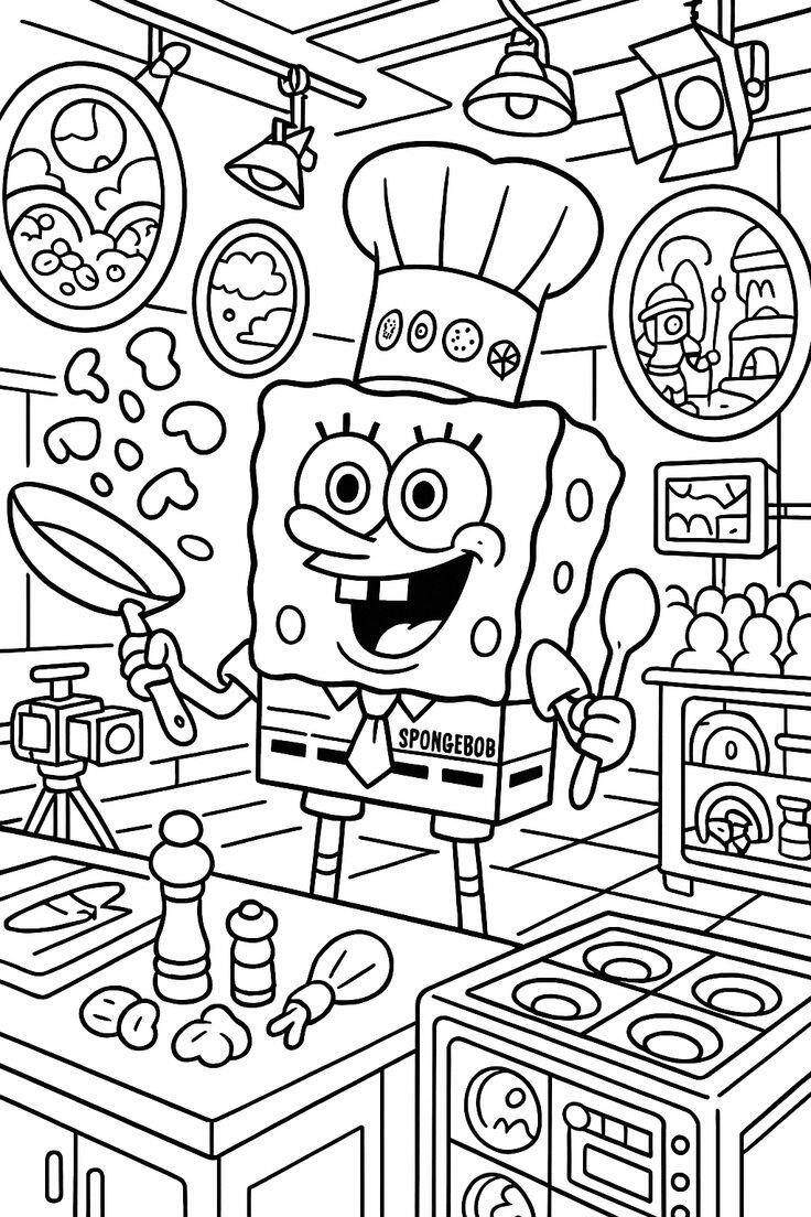 Tranh tô màu SpongeBob và những người bạn, bé thỏa sức sáng tạo dưới đáy biển - 19