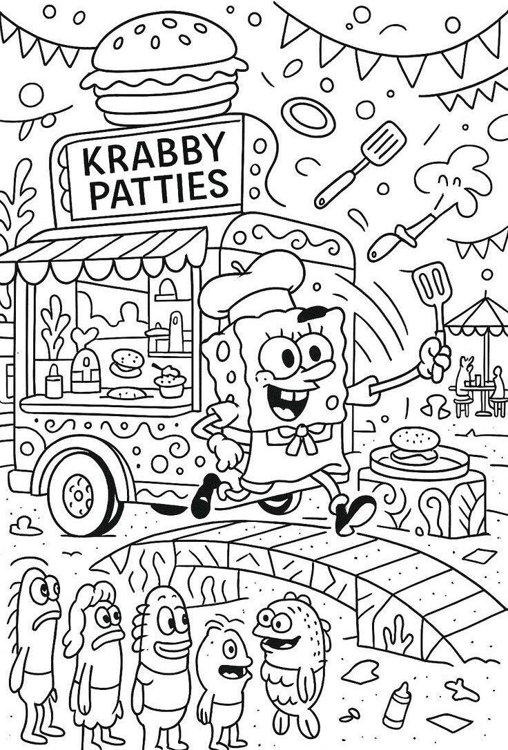 Tranh tô màu SpongeBob và những người bạn, bé thỏa sức sáng tạo dưới đáy biển - 20
