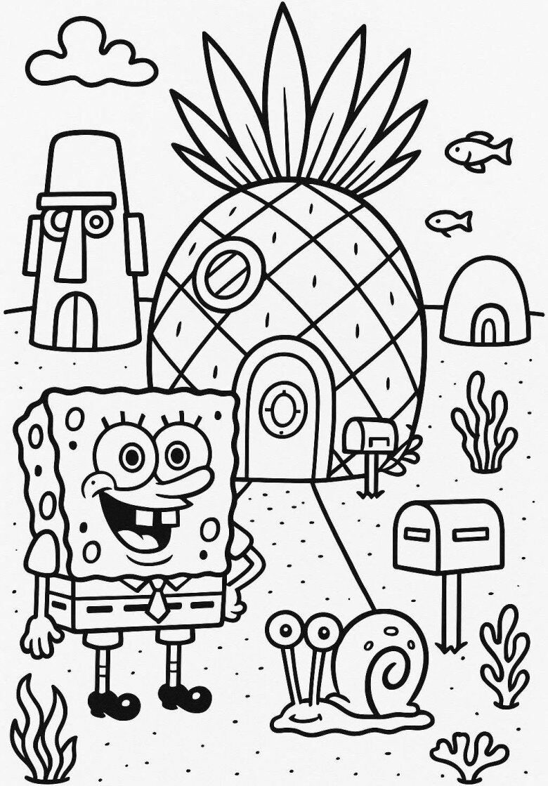 Tranh tô màu SpongeBob và những người bạn, bé thỏa sức sáng tạo dưới đáy biển - 4