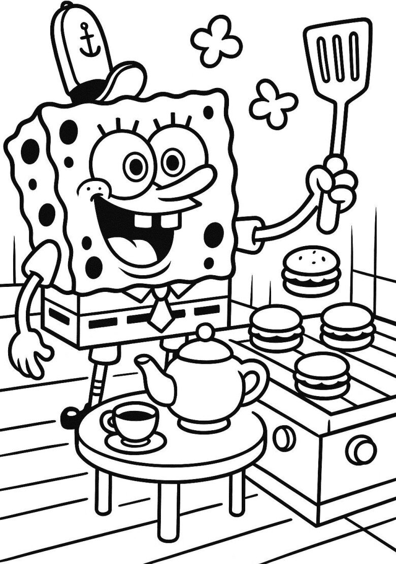 Tranh tô màu SpongeBob và những người bạn, bé thỏa sức sáng tạo dưới đáy biển - 5