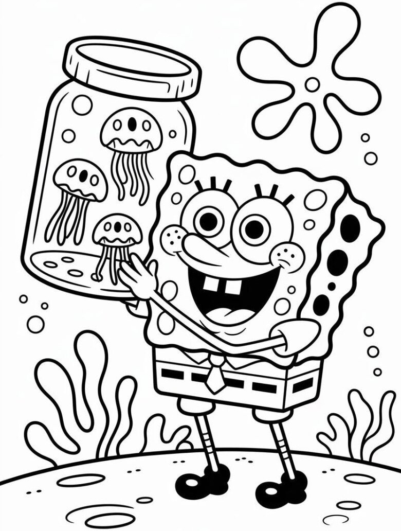 Tranh tô màu SpongeBob và những người bạn, bé thỏa sức sáng tạo dưới đáy biển - 6