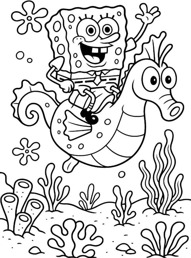 Tranh tô màu SpongeBob và những người bạn, bé thỏa sức sáng tạo dưới đáy biển - 7