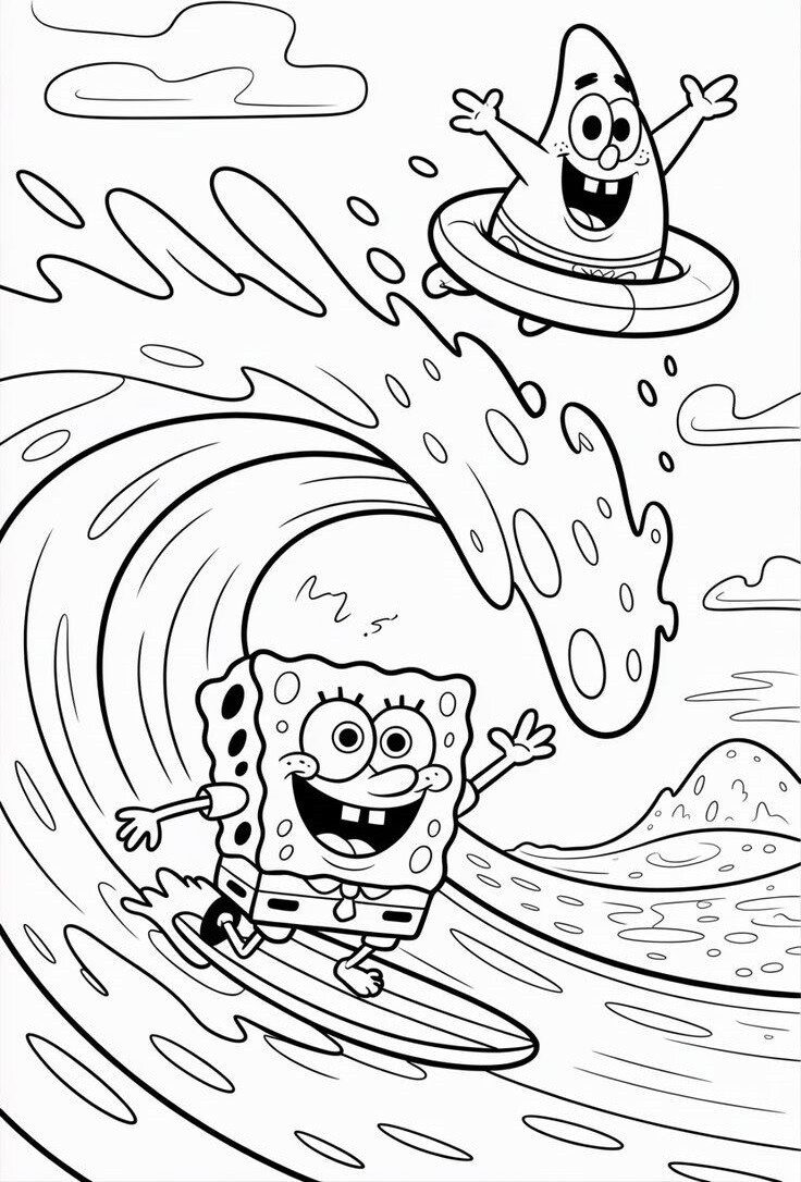 Tranh tô màu SpongeBob và những người bạn, bé thỏa sức sáng tạo dưới đáy biển - 9